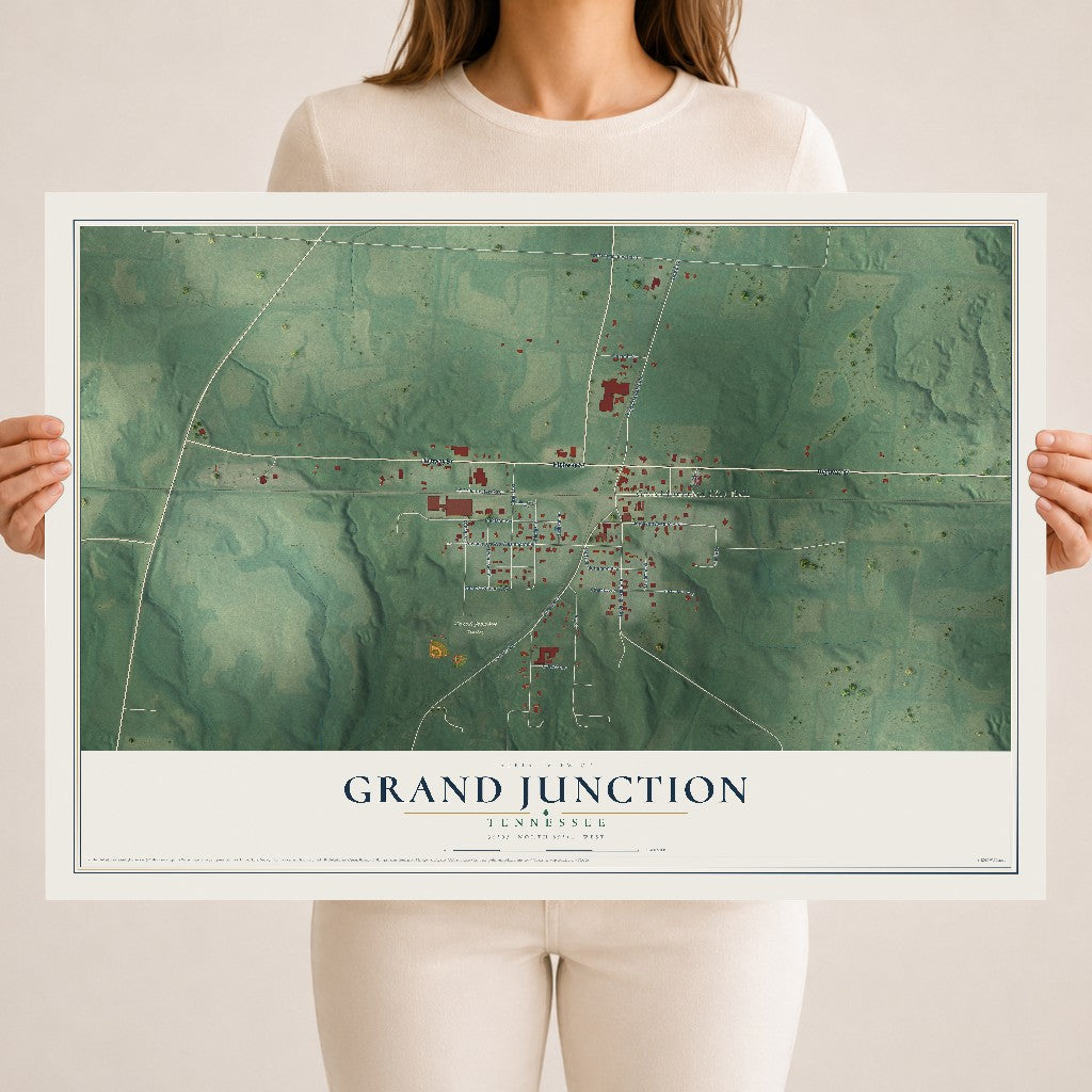 Map of Grand Junction, Tennessee, 18 x 24 inch unframed archival matte print