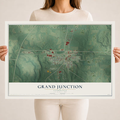 Map of Grand Junction, Tennessee, 18 x 24 inch unframed archival matte print