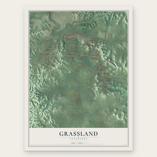Grassland, Tennessee map print, the full design