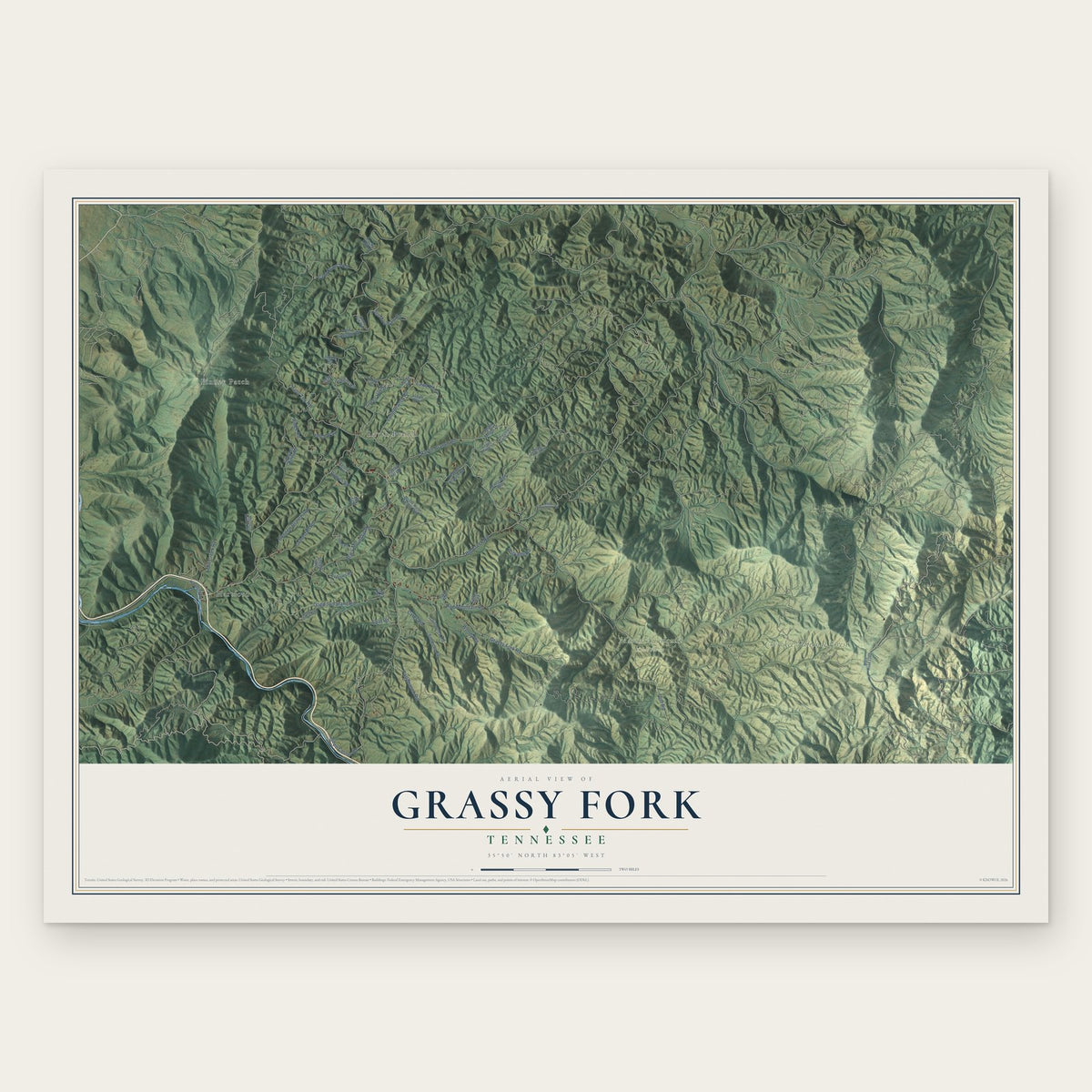 Grassy Fork, Tennessee map print, the full design