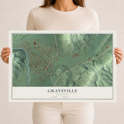 Map of Graysville, Tennessee, 12 x 18 inch unframed archival matte print