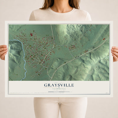 Map of Graysville, Tennessee, 18 x 24 inch unframed archival matte print