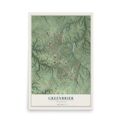 Map of Greenbrier, Tennessee, 12 x 18 inch unframed archival matte print