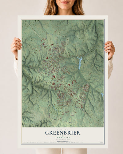 Map of Greenbrier, Tennessee, 24 x 36 inch unframed archival matte print