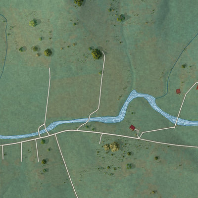 Close-up of the map of Greenvale, Tennessee print showing street and building detail
