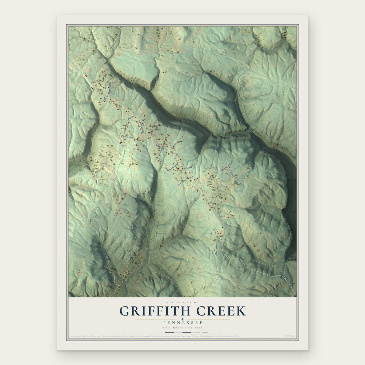 Griffith Creek, Tennessee map print, the full design