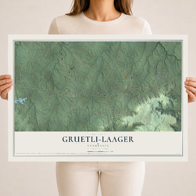 Map of Gruetli-Laager, Tennessee, 18 x 24 inch unframed archival matte print