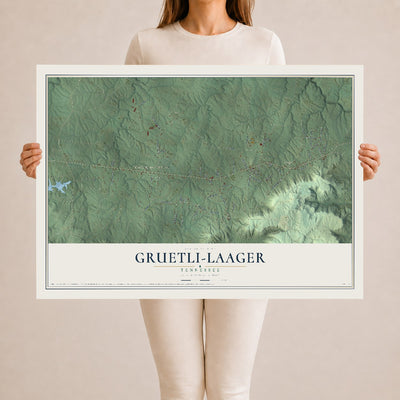 Map of Gruetli-Laager, Tennessee, 24 x 36 inch unframed archival matte print