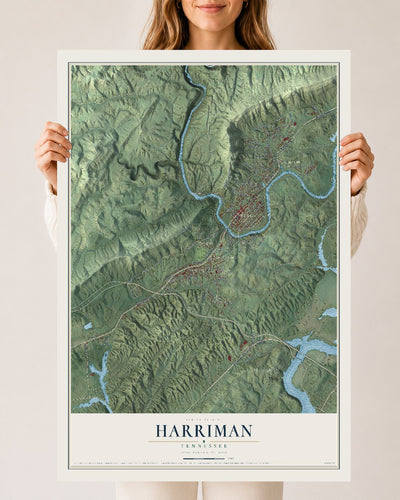Map of Harriman, Tennessee, 24 x 36 inch unframed archival matte print