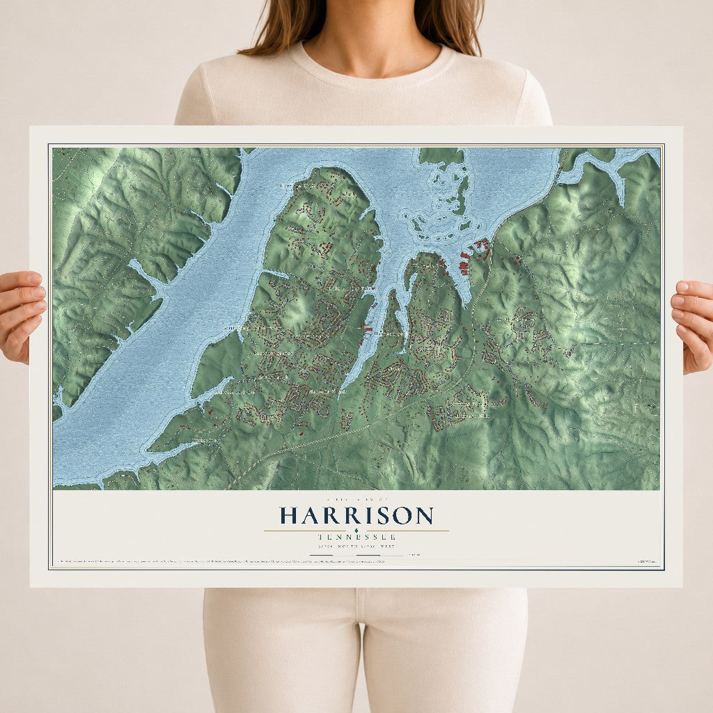 Map of Harrison, Tennessee, 18 x 24 inch unframed archival matte print