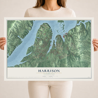 Map of Harrison, Tennessee, 18 x 24 inch unframed archival matte print