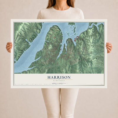 Map of Harrison, Tennessee, 24 x 36 inch unframed archival matte print