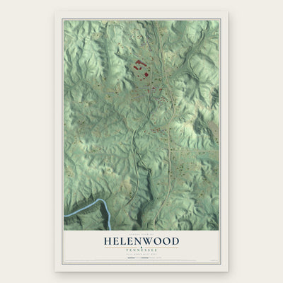 Helenwood, Tennessee map print, the full design