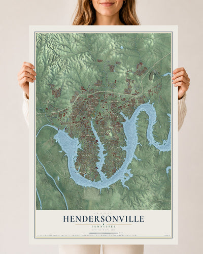 Map of Hendersonville, Tennessee, 24 x 36 inch unframed archival matte print