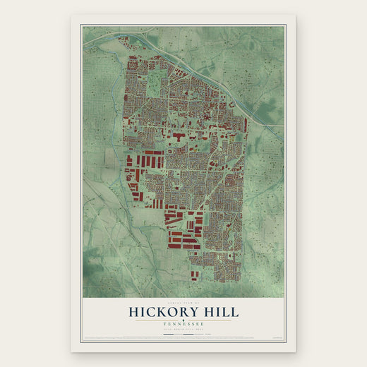 Hickory Hill, Tennessee map print, the full design