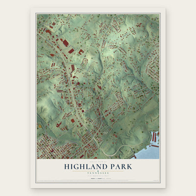 Highland Park, Tennessee map print, the full design