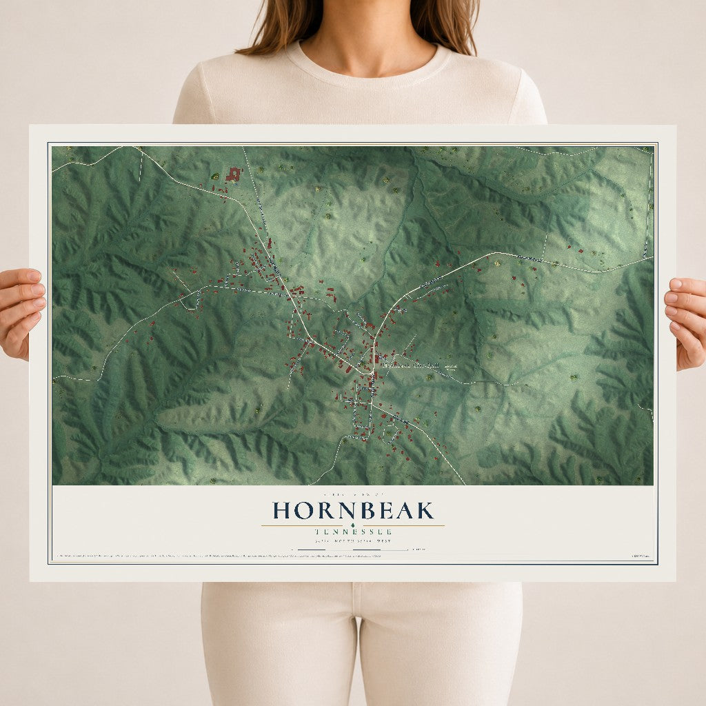 Map of Hornbeak, Tennessee, 18 x 24 inch unframed archival matte print