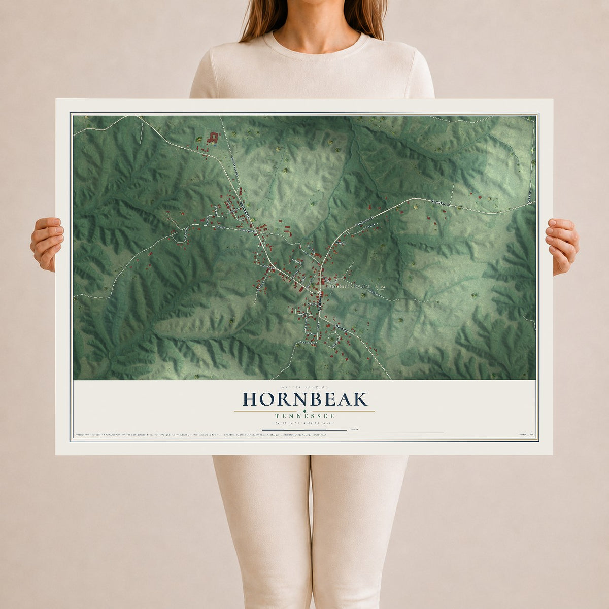 Map of Hornbeak, Tennessee, 24 x 36 inch unframed archival matte print