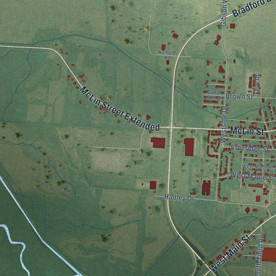Second close-up of the map of Humboldt, Tennessee print showing more streets and buildings