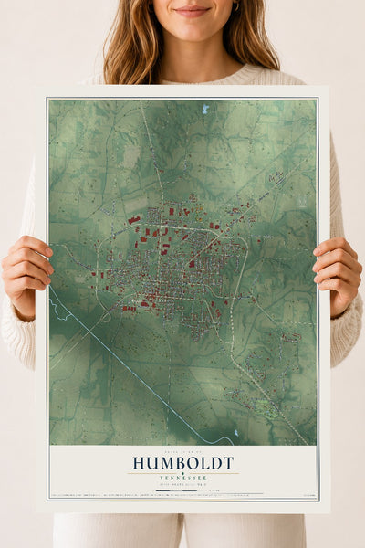 Map of Humboldt, Tennessee, 18 x 24 inch unframed archival matte print