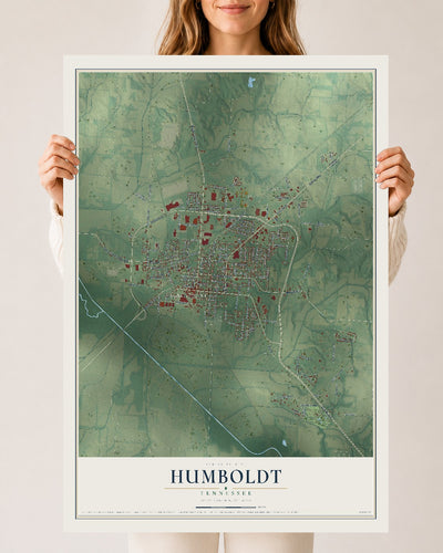 Map of Humboldt, Tennessee, 24 x 36 inch unframed archival matte print