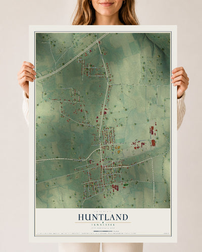 Map of Huntland, Tennessee, 24 x 36 inch unframed archival matte print
