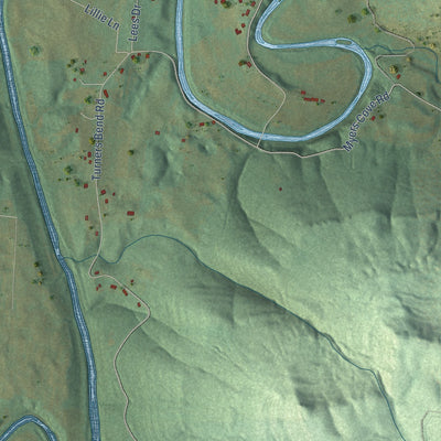 Close-up of the map of Irving College, Tennessee print showing street and building detail