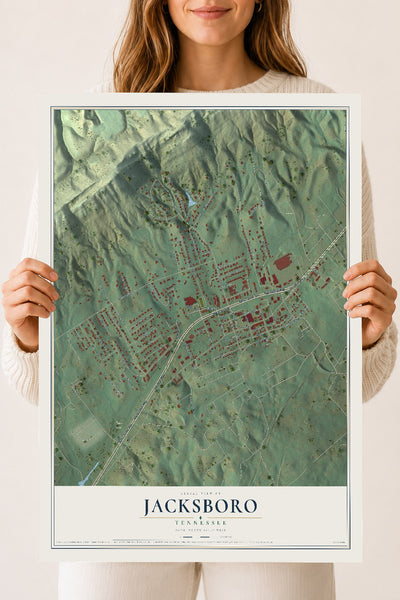 Map of Jacksboro, Tennessee, 18 x 24 inch unframed archival matte print