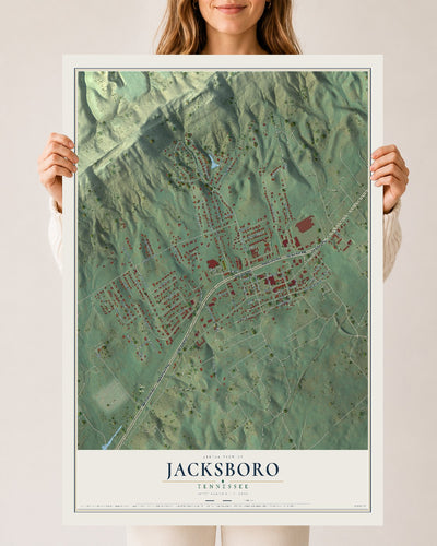 Map of Jacksboro, Tennessee, 24 x 36 inch unframed archival matte print