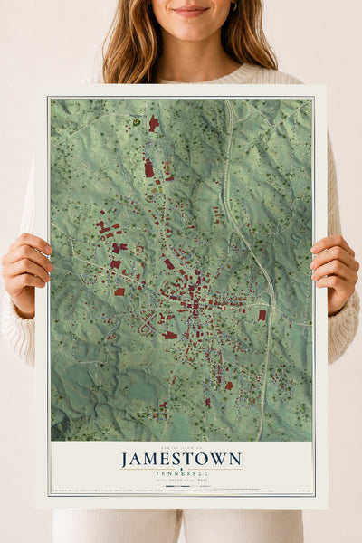 Map of Jamestown, Tennessee, 18 x 24 inch unframed archival matte print