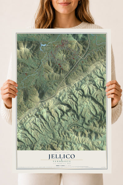 Map of Jellico, Tennessee, 18 x 24 inch unframed archival matte print