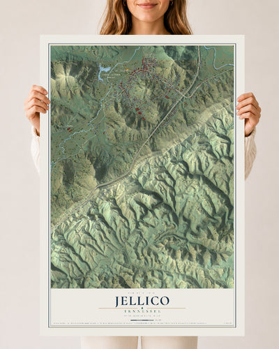 Map of Jellico, Tennessee, 24 x 36 inch unframed archival matte print