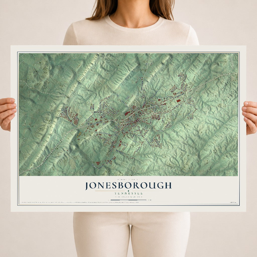 Map of Jonesborough, Tennessee, 18 x 24 inch unframed archival matte print