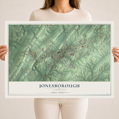 Map of Jonesborough, Tennessee, 18 x 24 inch unframed archival matte print