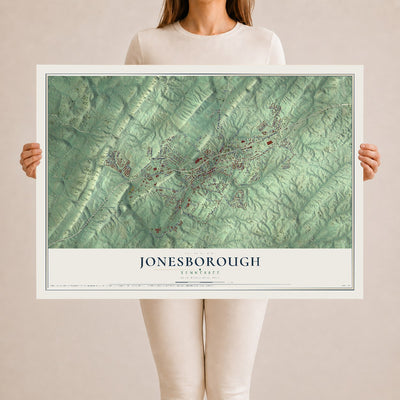 Map of Jonesborough, Tennessee, 24 x 36 inch unframed archival matte print