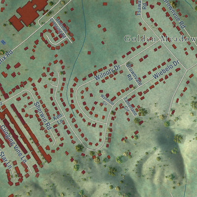 Close-up of the map of Karns, Tennessee print showing street and building detail