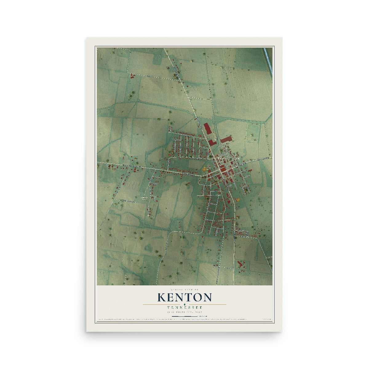 Map of Kenton, Tennessee, 12 x 18 inch unframed archival matte print