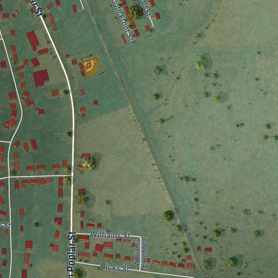 Second close-up of the map of Kenton, Tennessee print showing more streets and buildings