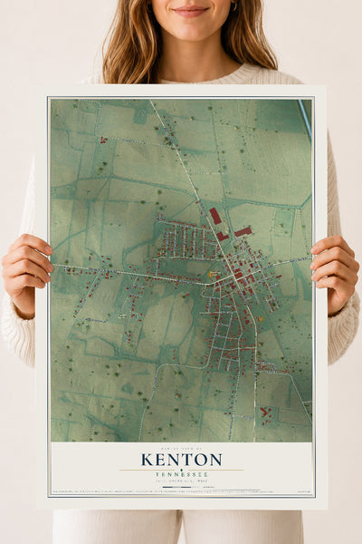 Map of Kenton, Tennessee, 18 x 24 inch unframed archival matte print