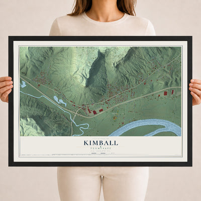 Map of Kimball, Tennessee, 18 x 24 inch print in a black wood frame
