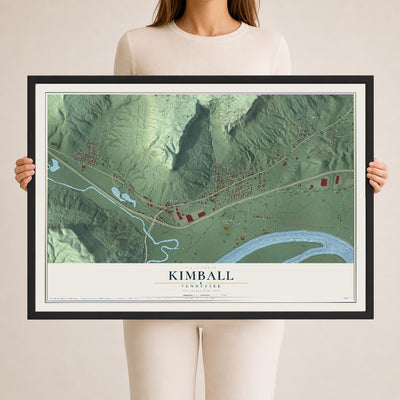 Map of Kimball, Tennessee, 24 x 36 inch print in a black wood frame