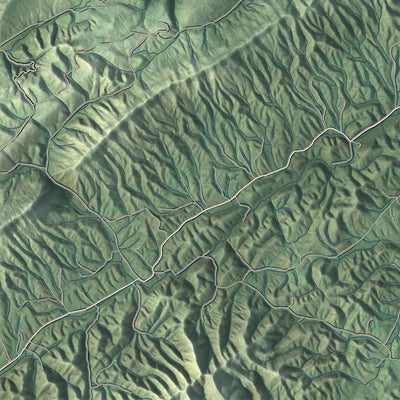Second close-up of the map of Kingsport, Tennessee print showing more streets and buildings