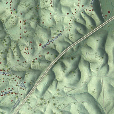 Close-up of the map of Kingston Springs, Tennessee print showing street and building detail