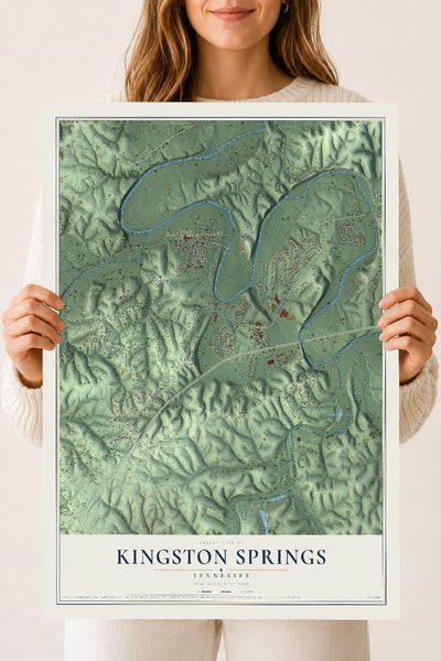 Map of Kingston Springs, Tennessee, 18 x 24 inch unframed archival matte print