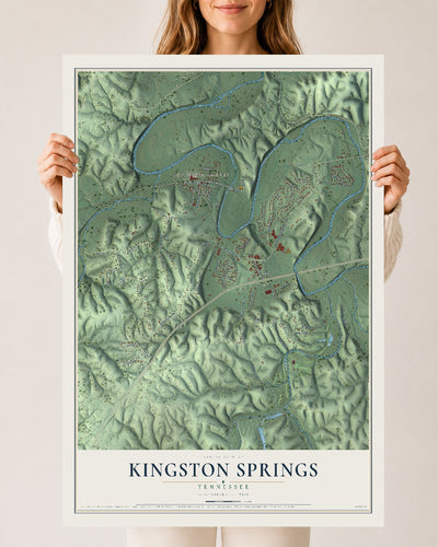 Map of Kingston Springs, Tennessee, 24 x 36 inch unframed archival matte print