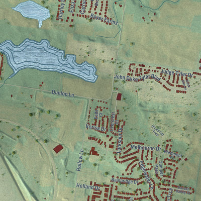 Close-up of the map of Kirkwood, Tennessee print showing street and building detail