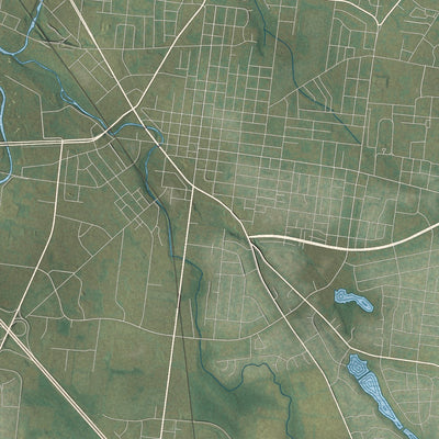 Close-up of the map of Kittrell, Tennessee print showing street and building detail