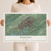 Map of Knoxville, Tennessee, 12 x 18 inch unframed archival matte print