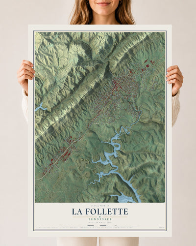 Map of La Follette, Tennessee, 24 x 36 inch unframed archival matte print