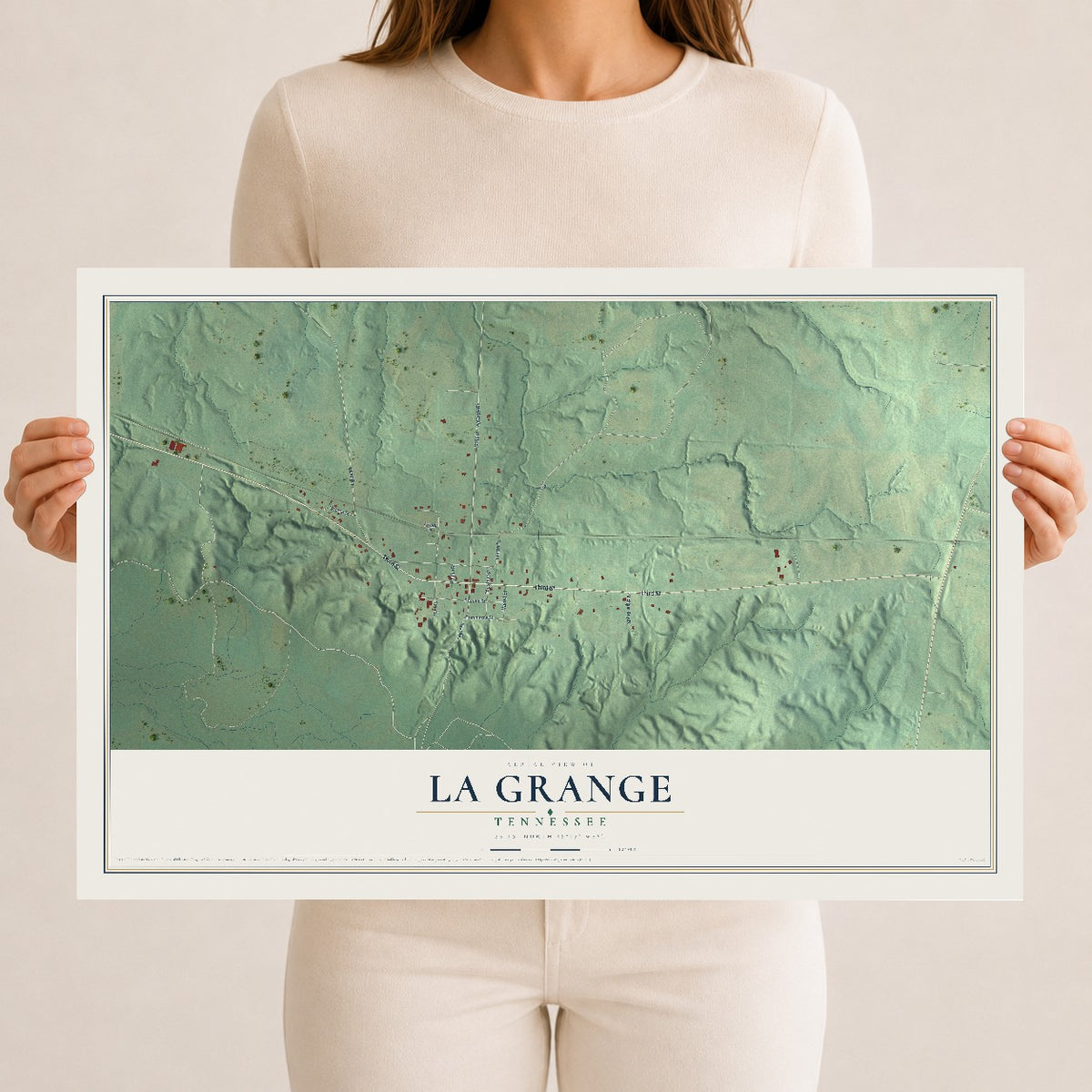 Map of La Grange, Tennessee, 12 x 18 inch unframed archival matte print